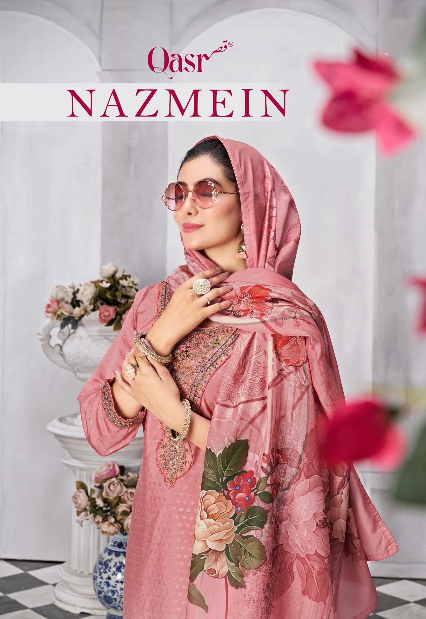 nazmein by qasr premium cotton bollywood style readymade big size pakistani salwar suit 