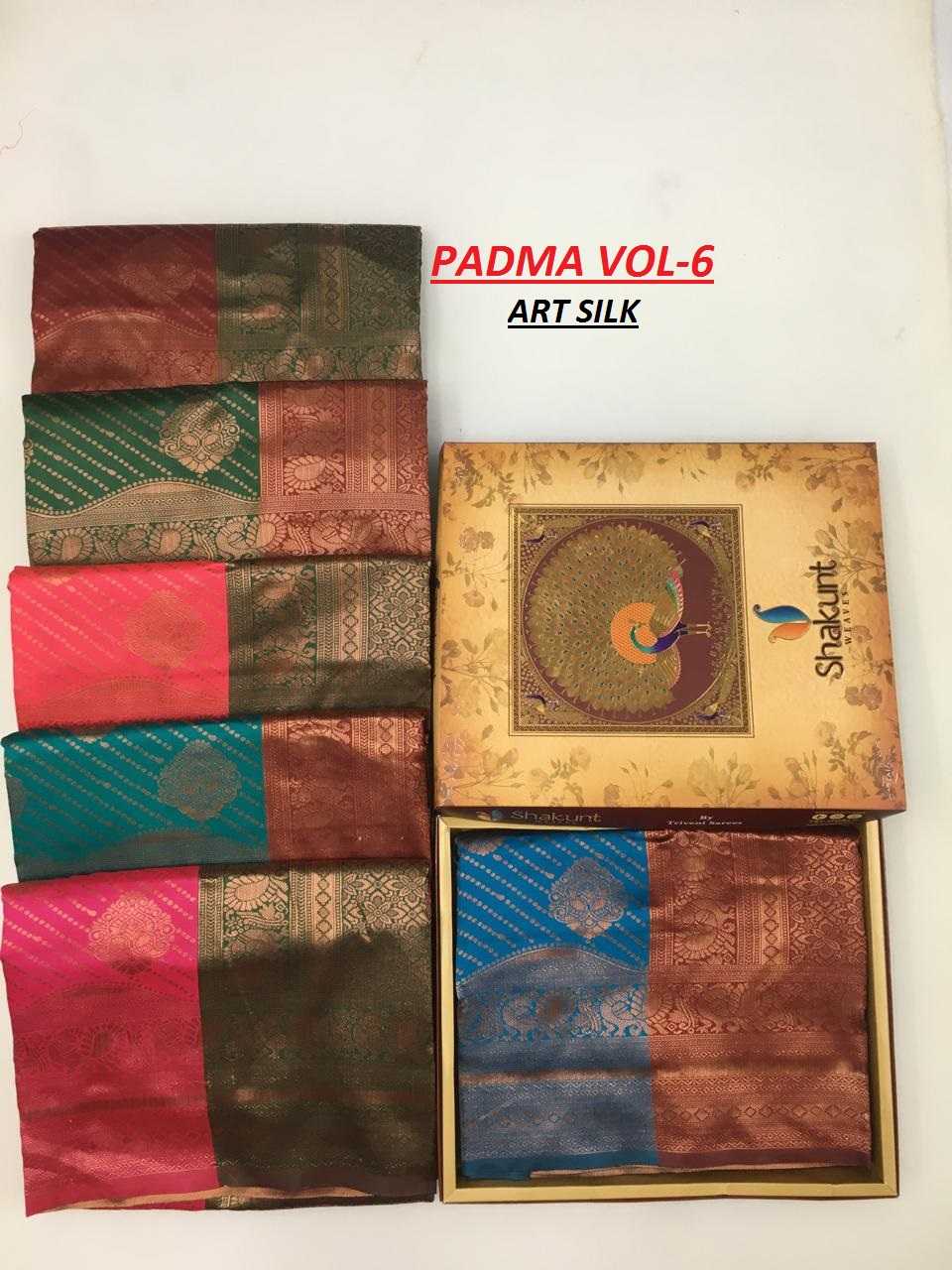 padma vol 6 by shakunt popular art silk colour addition saree supplier