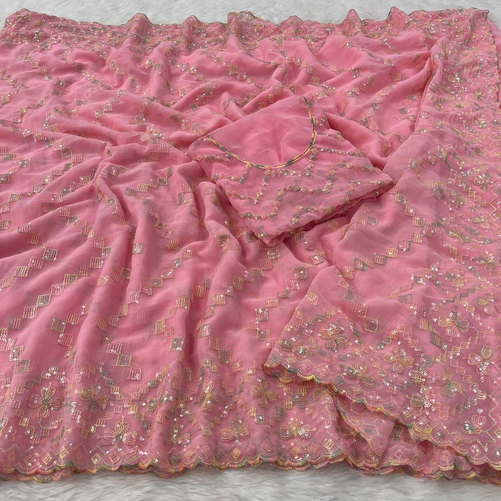 pr ds 610 fancy sequence work multi colour pretty look saree exports 