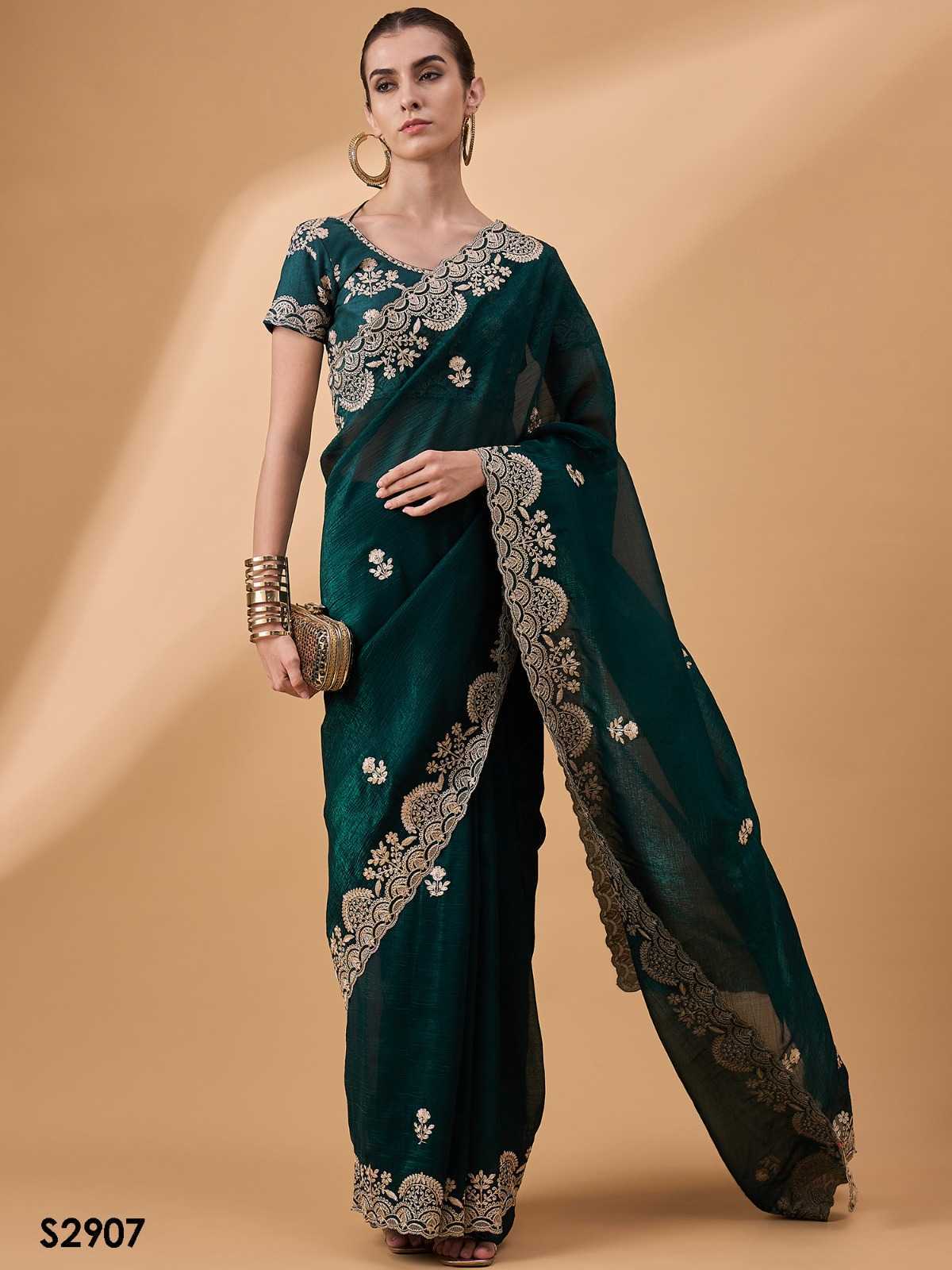 satya vol 2 by mahotsav muslin embroidered work fashionable saree 