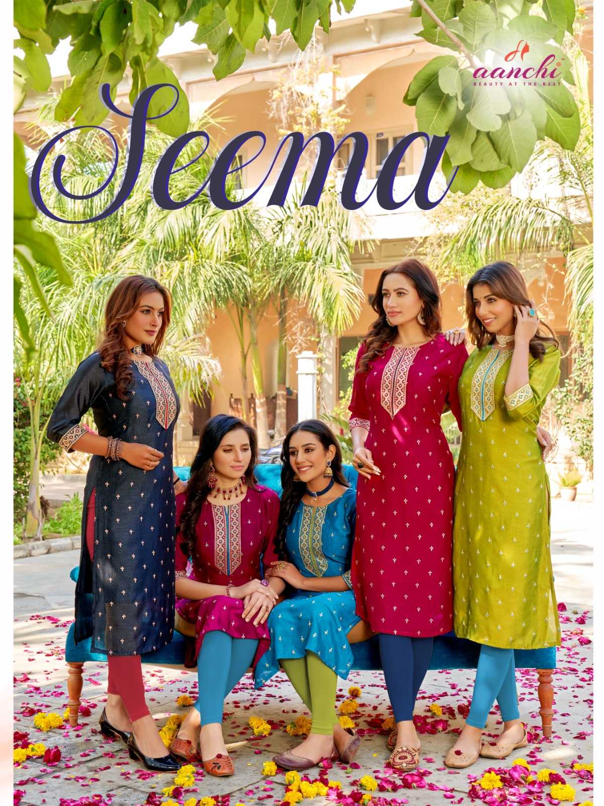 seema by aanchi comfy wear vichitra regular use straight cut full stitch kurti 