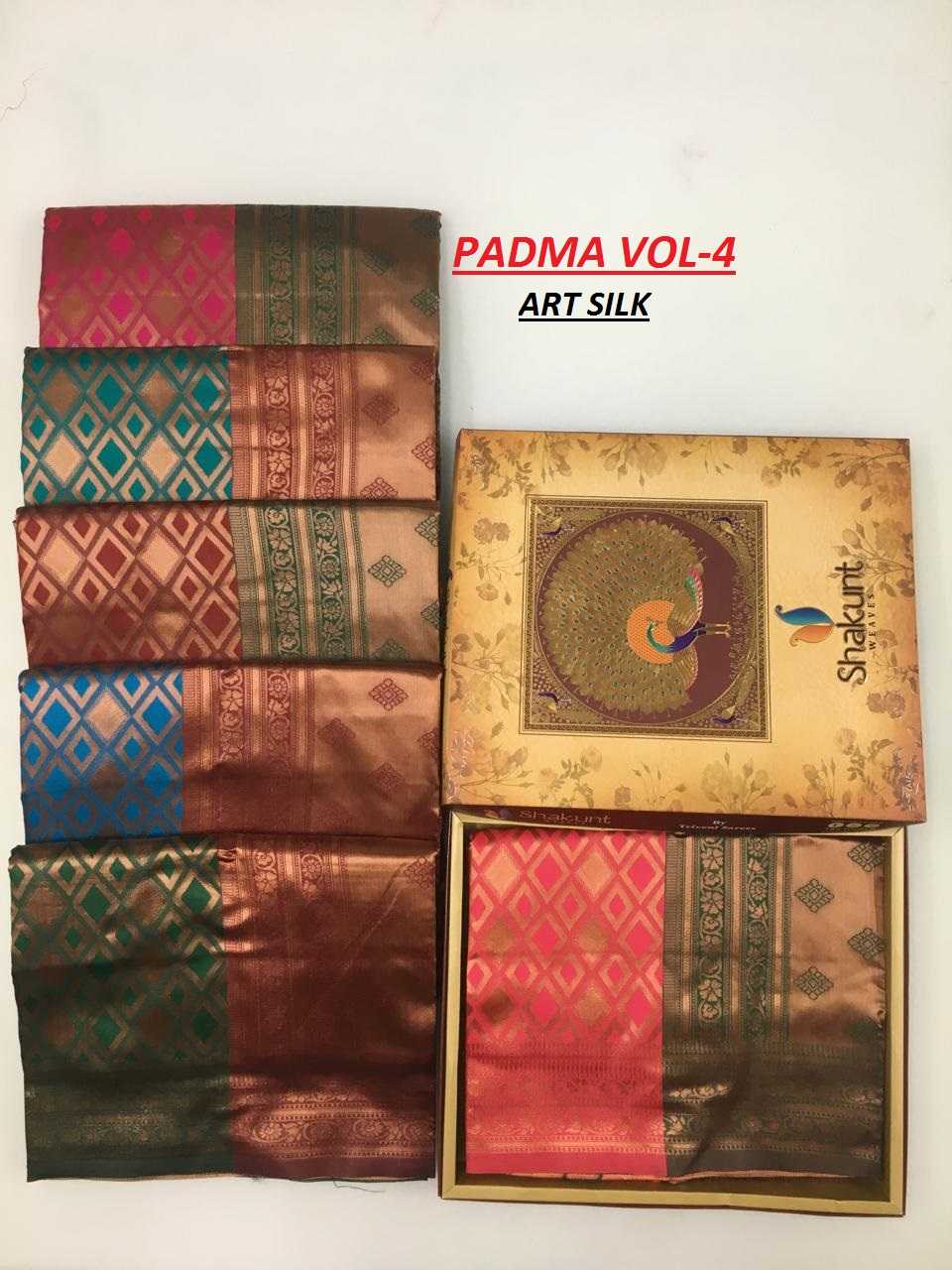 shakunt launch padma vol 4 new trendy design art silk saree exports 