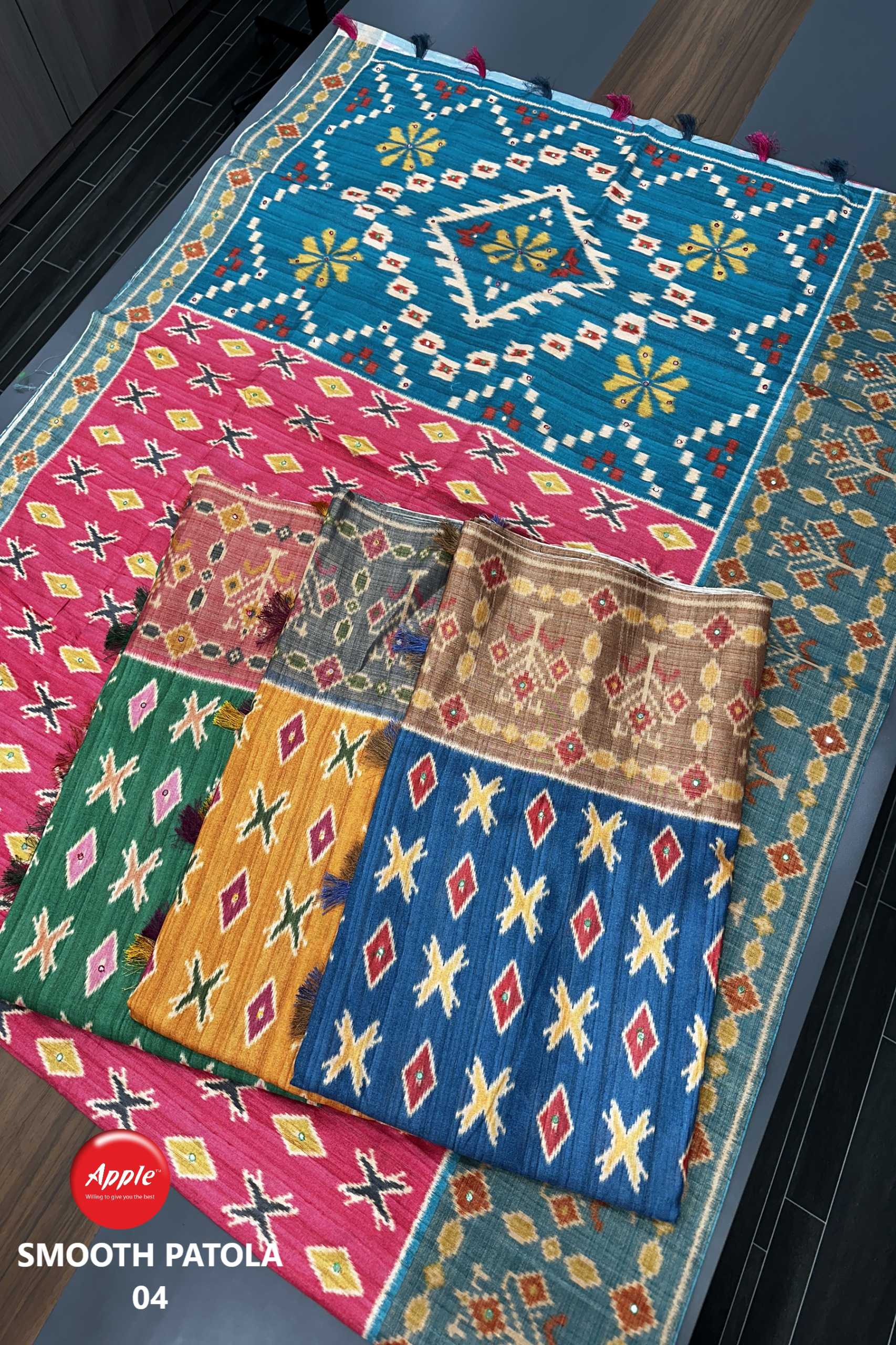 smooth patola vol 4 by apple art tusser 4 colour matching fancy saree with blouse exports 