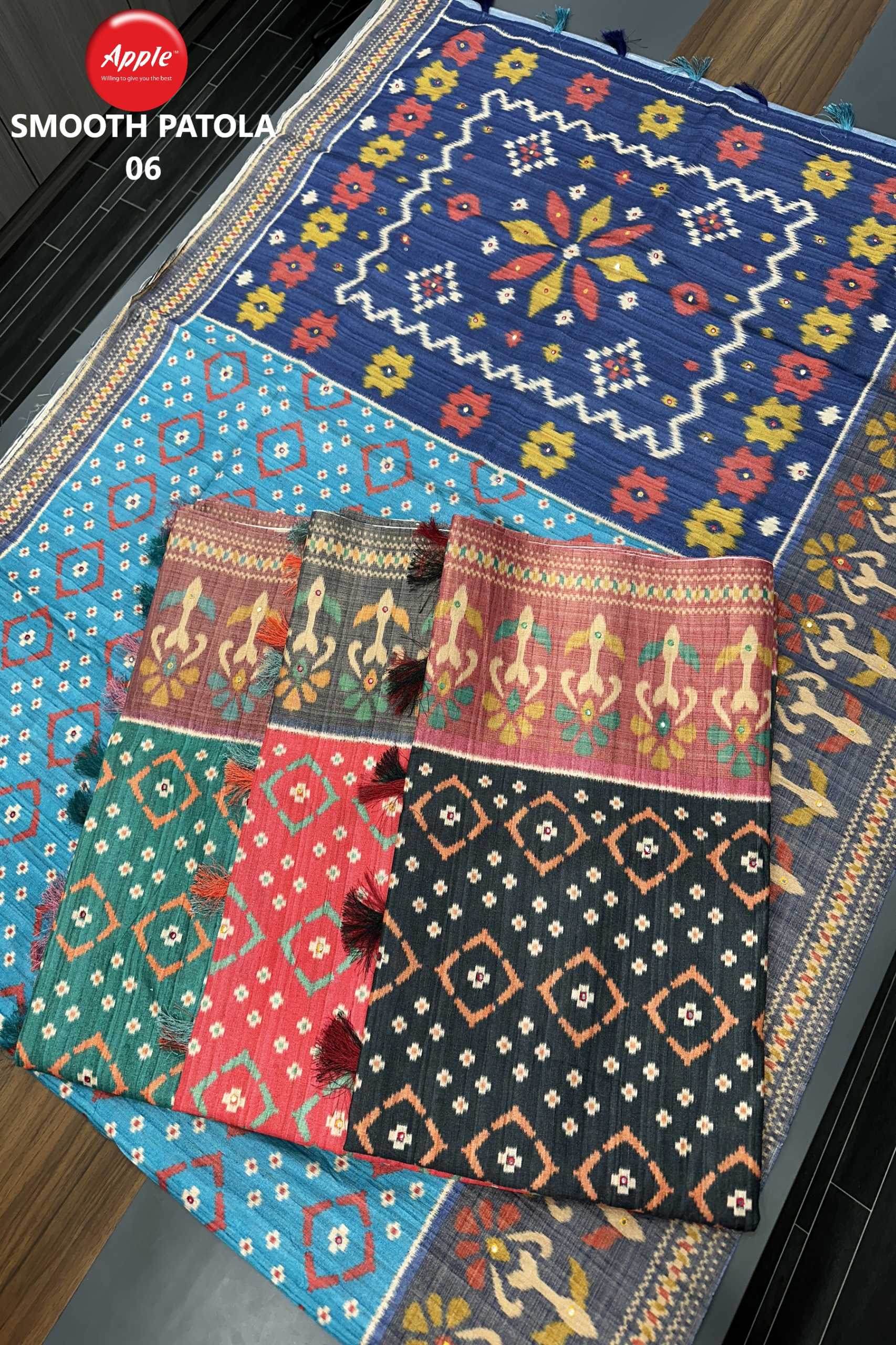 smooth patola vol 6 by apple art tusser ethnic design fancy saree wholesaler 