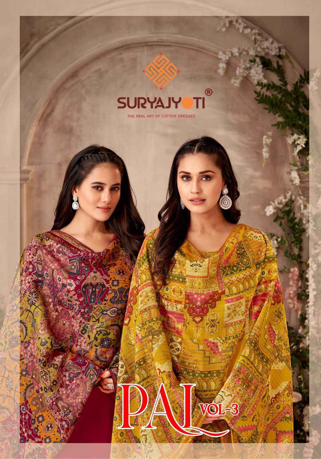 suryajyoti pal vol 3 3001-3006 series jaam satin fancy neck embroidery work salwar kameez