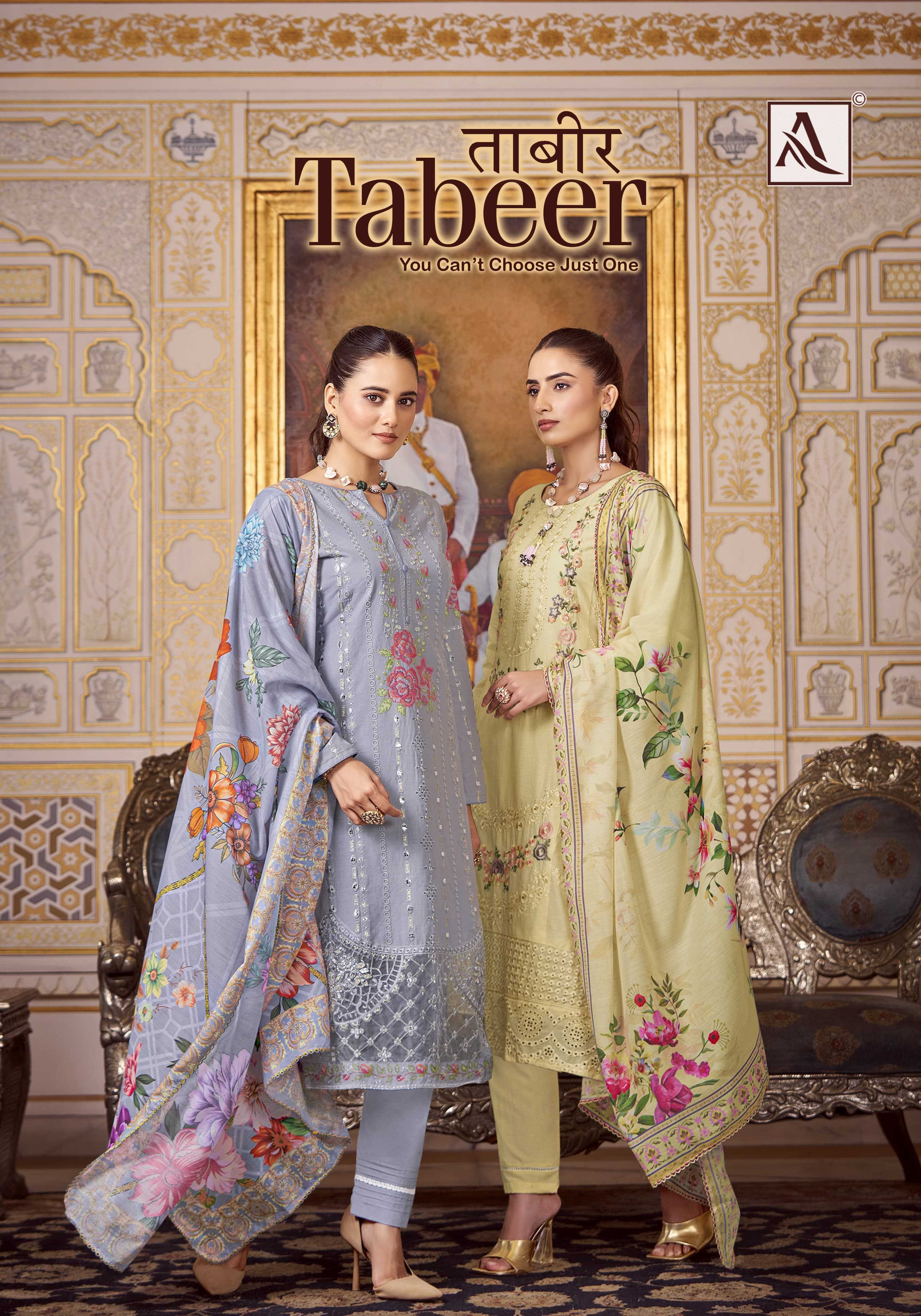 tabeer by alok viscose lawn pakistani embroidery work kurti pant dupatta 