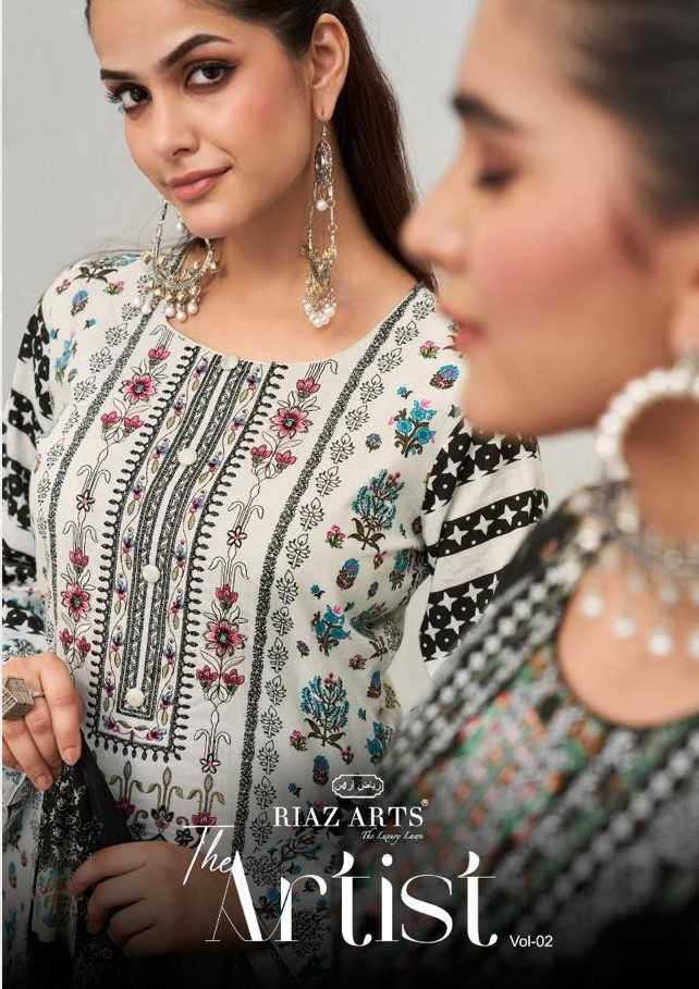 the artist vol 2 by riaz arts lawn heavy neck embroidery pakistani 3pcs dress