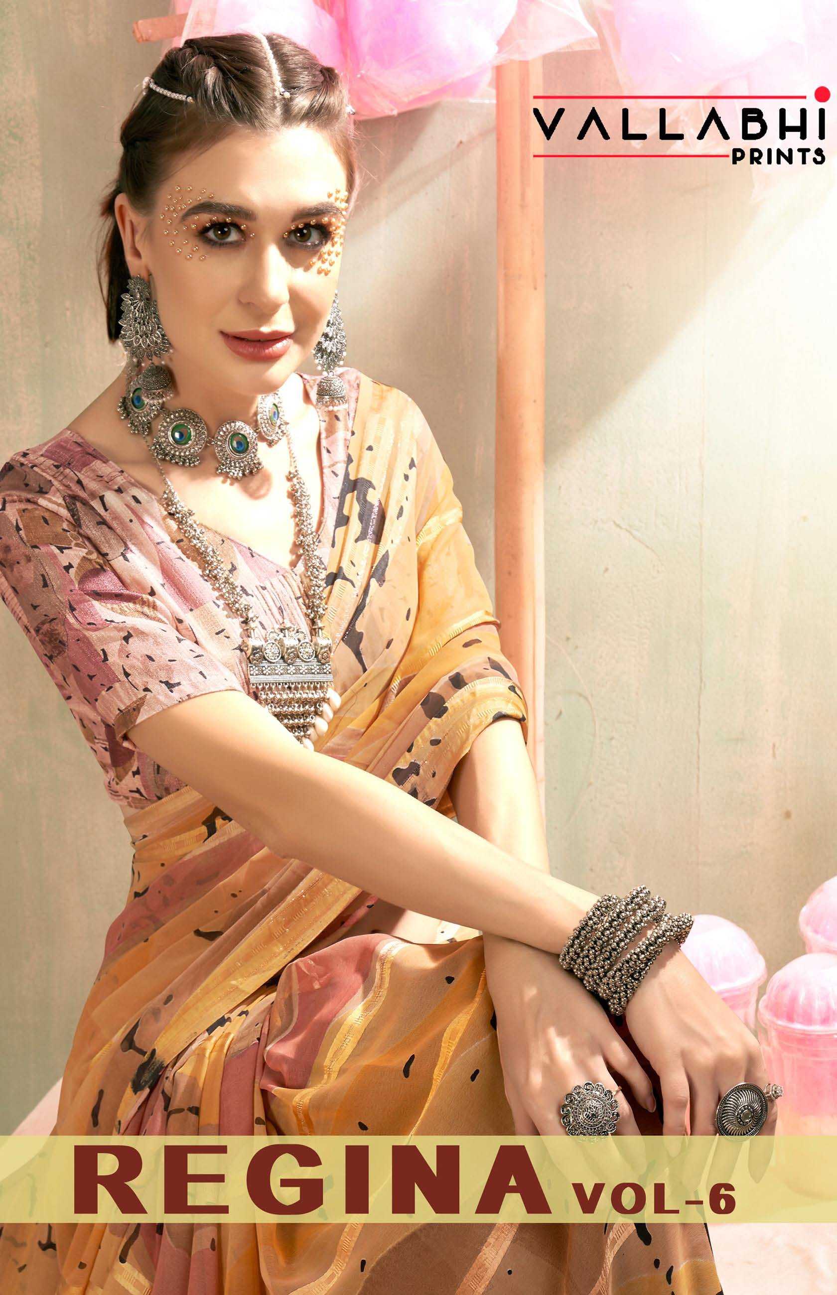 vallabhi prints regina vol 6 23121-23126 series georgette colour addition classic look saree 