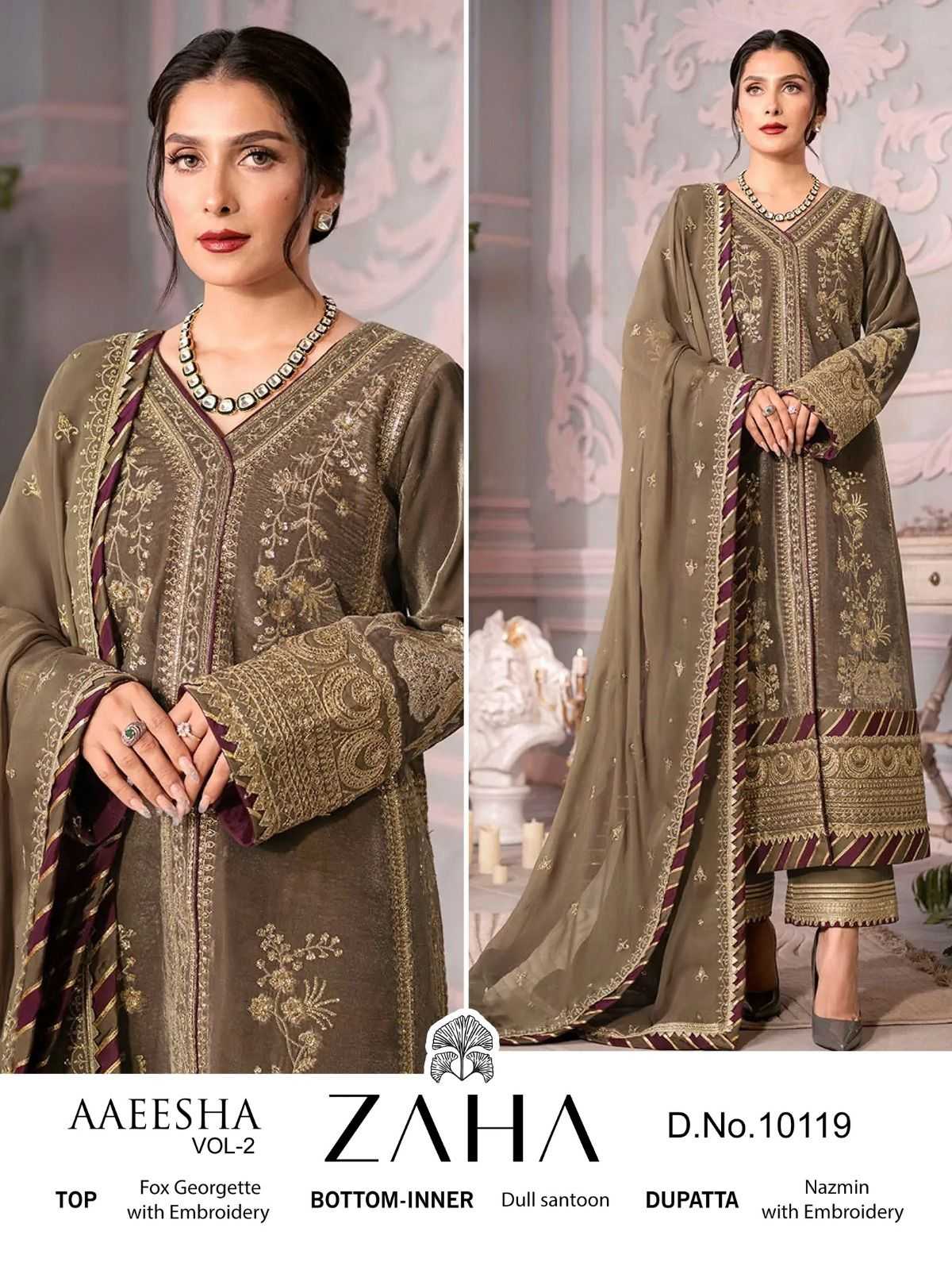 zaha 10119 fancy georgette with heavy embroidered work modern pakistani single design salwar suit