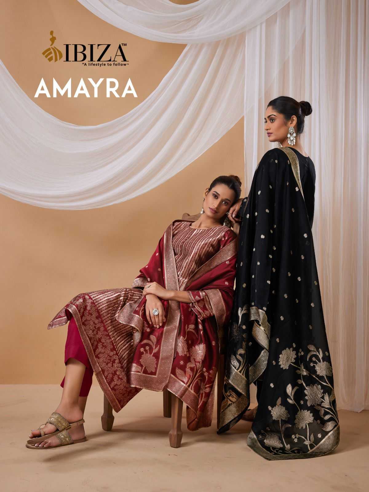 amayra by ibiza banglory silk jacquard with handwork designer salwar kameez 