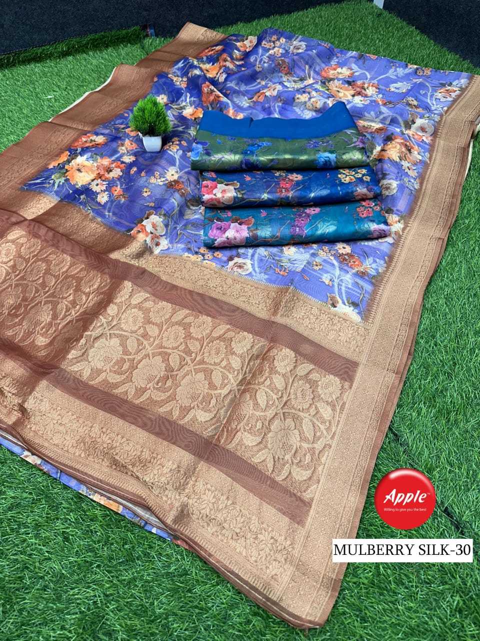 apple mulberry Silk 1 to 8 classic design silk saree with blouse