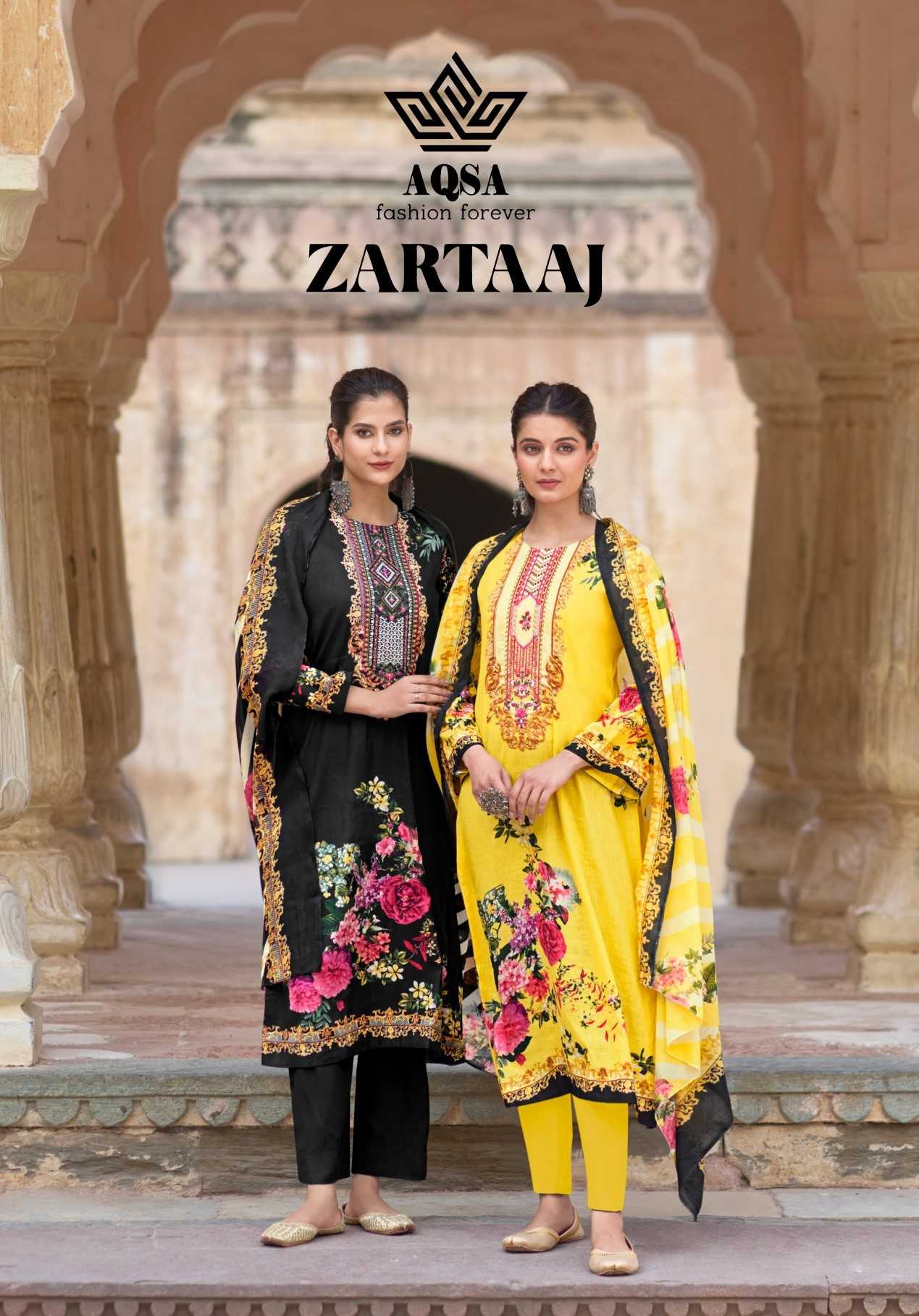 aqsa zartaj cotton print simple pakistani dress material collection