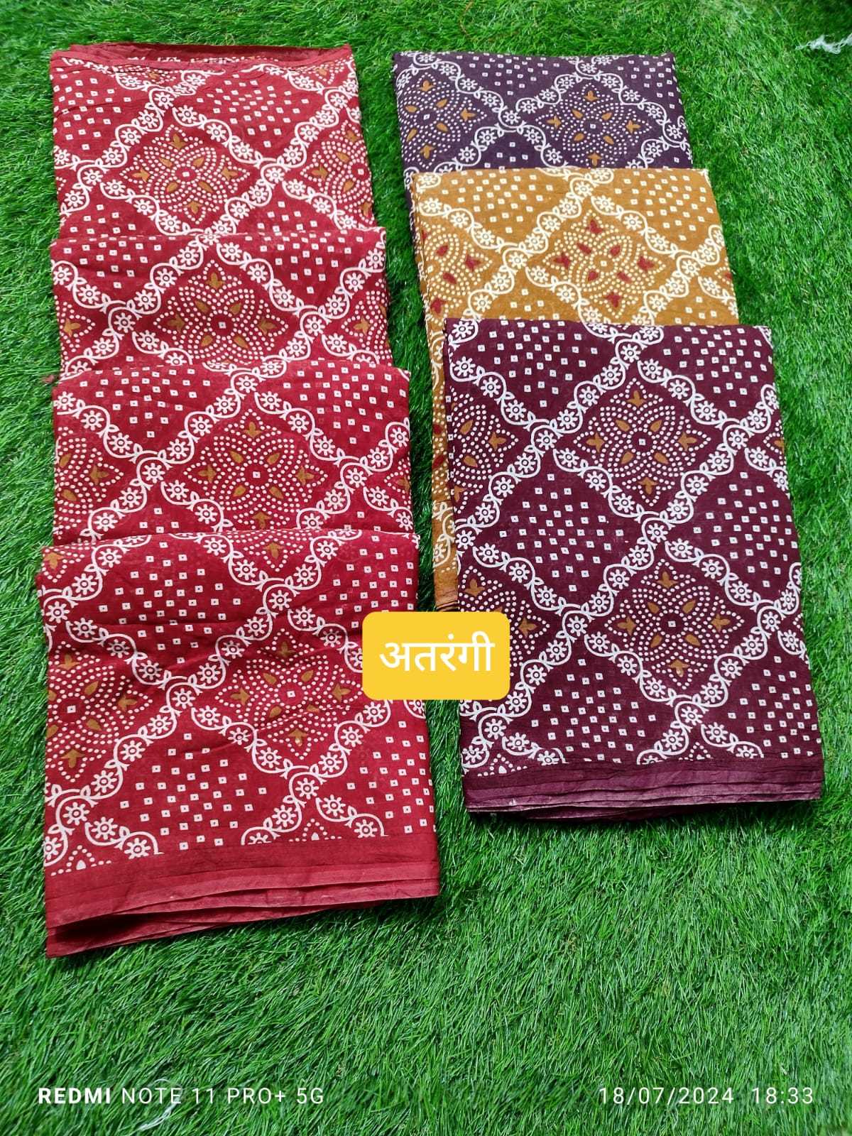 atrangi by kala silks adorable unique colours cotton hand print saree with blouse 