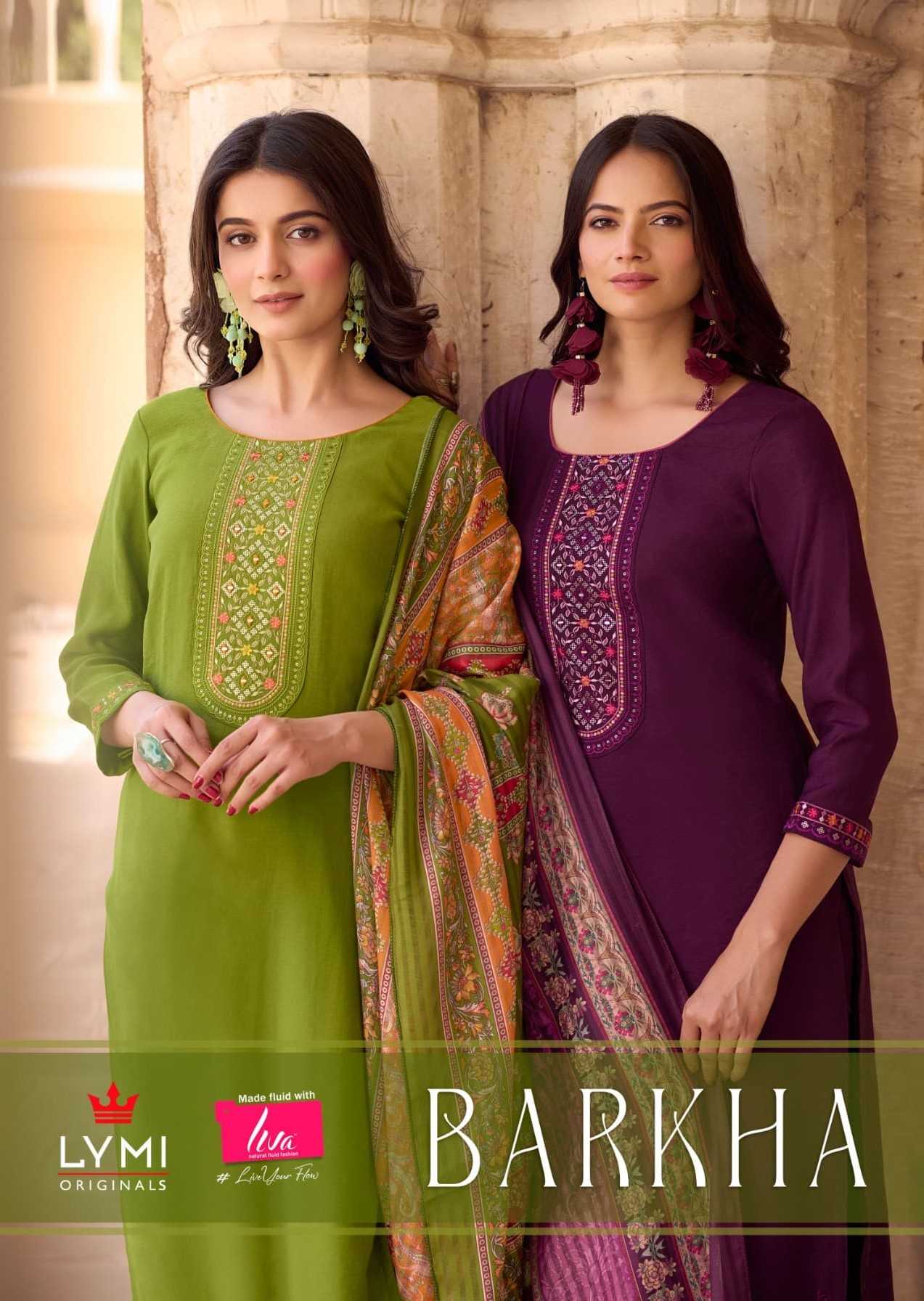 barkha by lymi viscose embroidery work fully stitch festive salwar suit