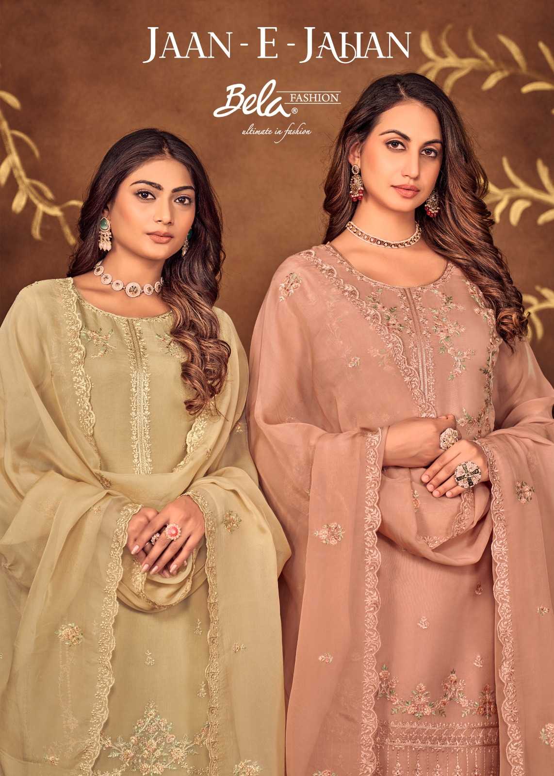 bela jaan e jahan stylish look fancy organza dress material exports 