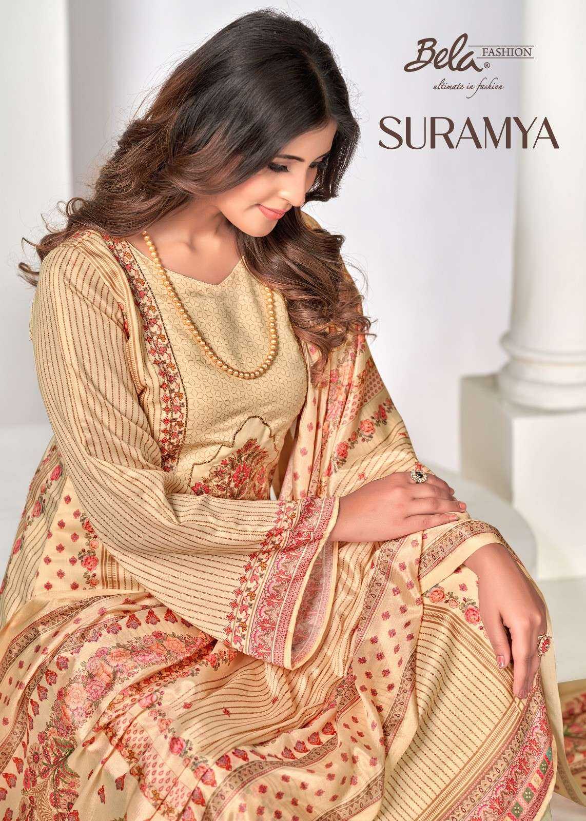 bela suramya muslin digital print handwork party wear dress material 