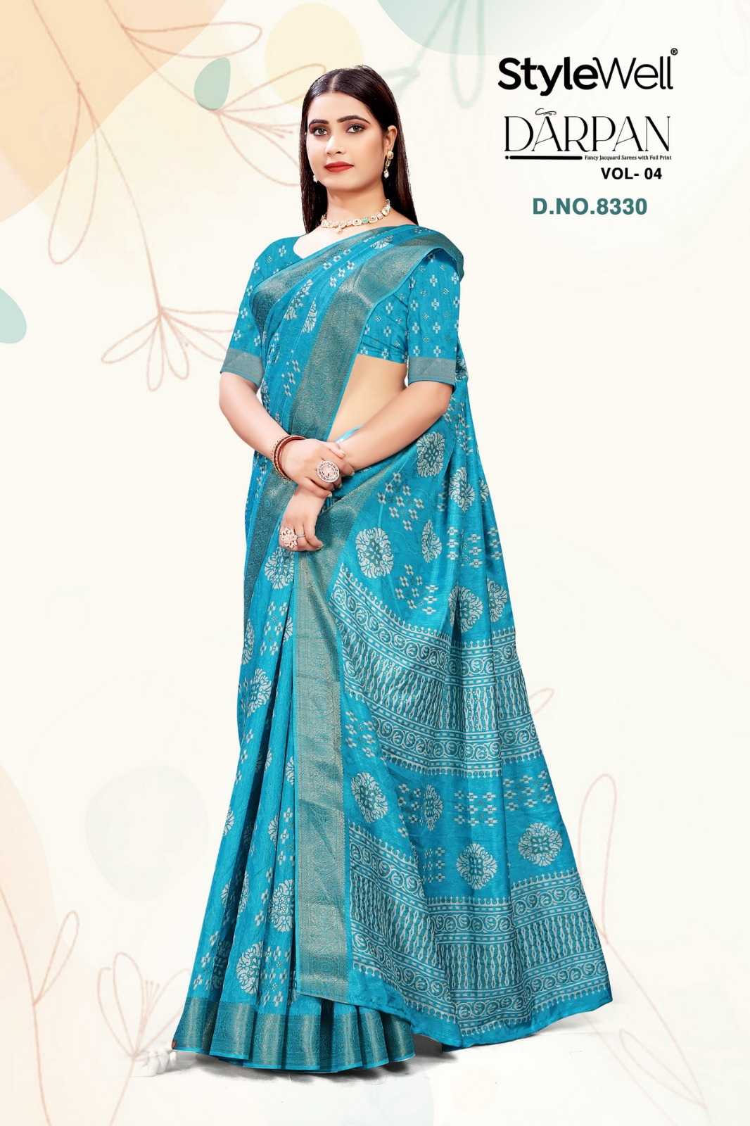 darpan vol 4 by stylewell ethnic design jacquard printed saree collection