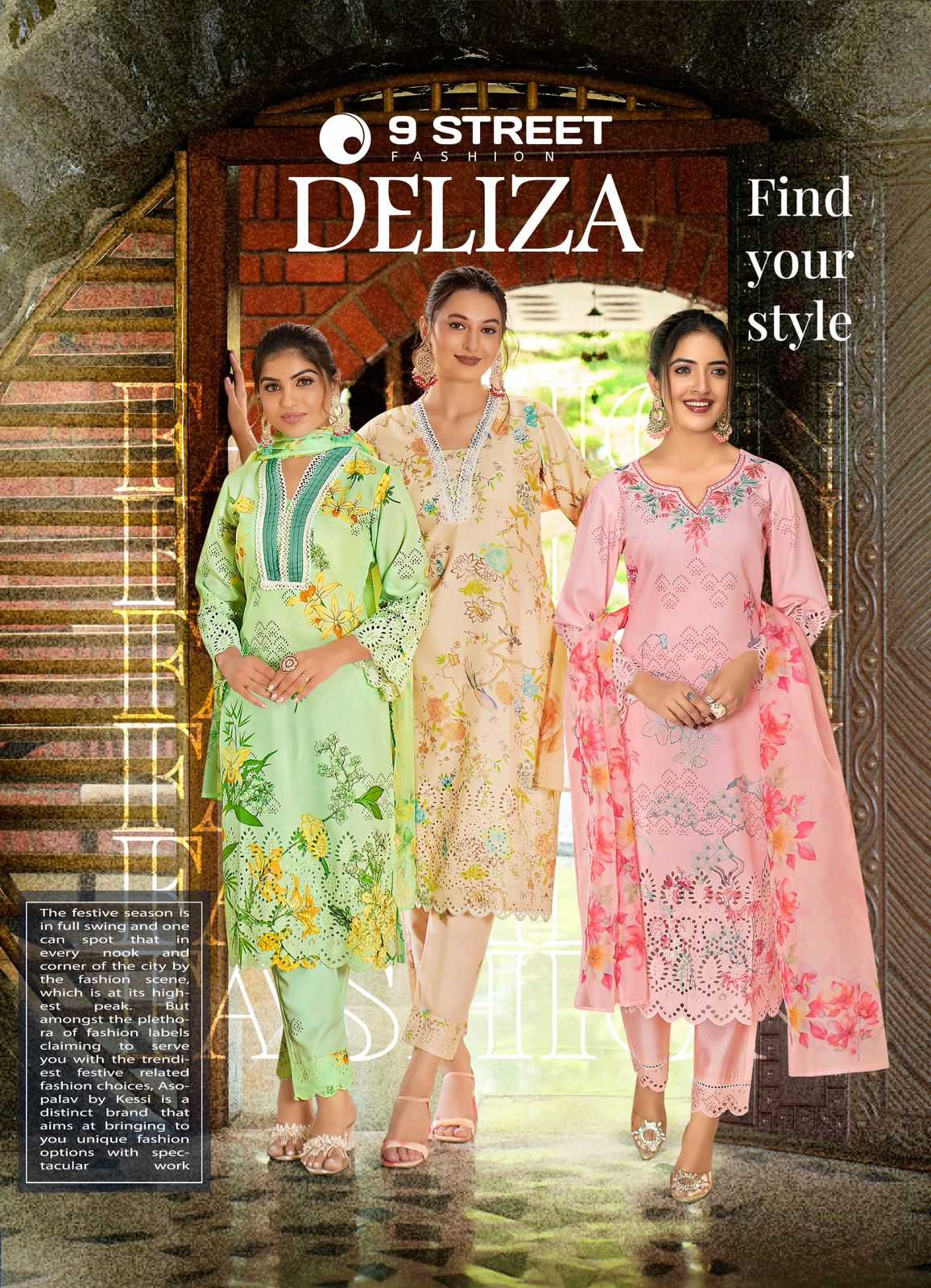 deliza by 9street poly viscose attractive design readymade salwar suit 