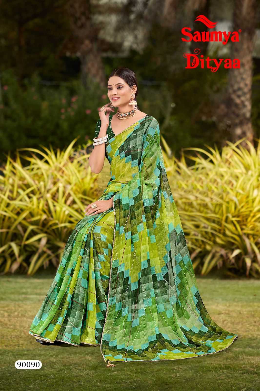 ditya by saumya fancy georgette printed saree supplier 