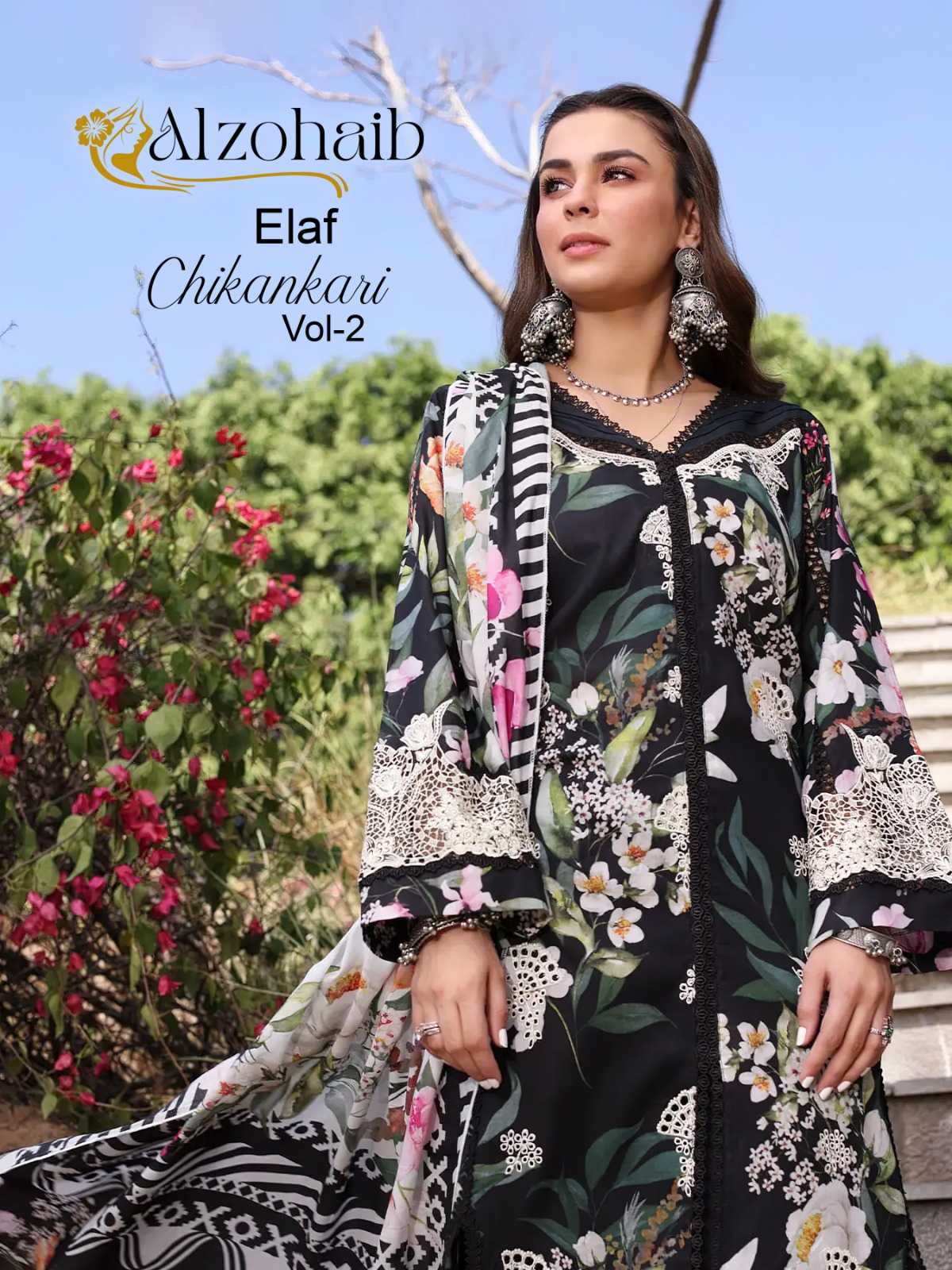elaf chikankari vol 2 by al zohaib cotton pakistani 3pcs dress