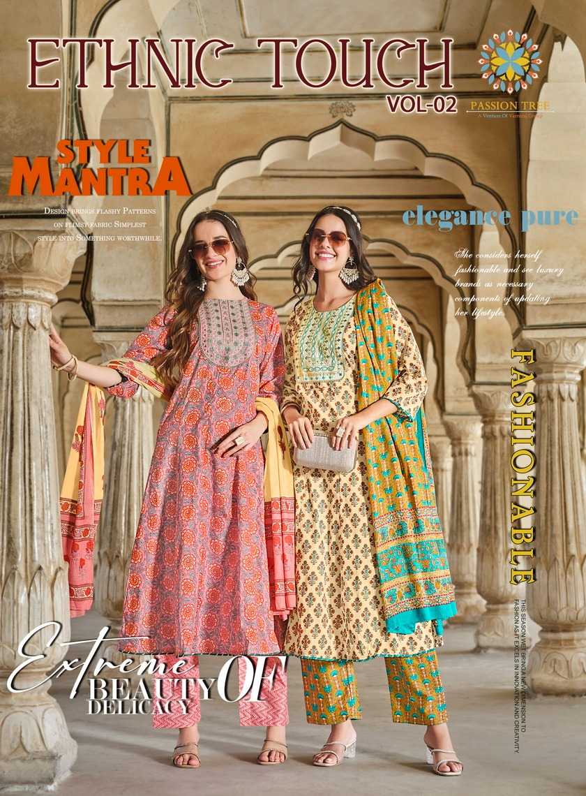 ethnic touch vol 2 by passion tree anarkali cotton embroidery work fullstitch 3pcs dress