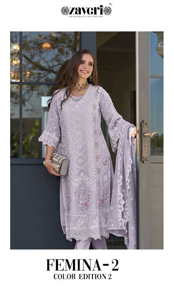 femina vol 2 color edition 2 by zaveri organza moti work full stitch original pakistani dress