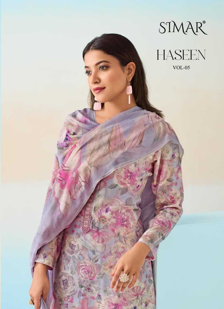 haseen vol 5 by simar muslin embroidery work classic dress material 
