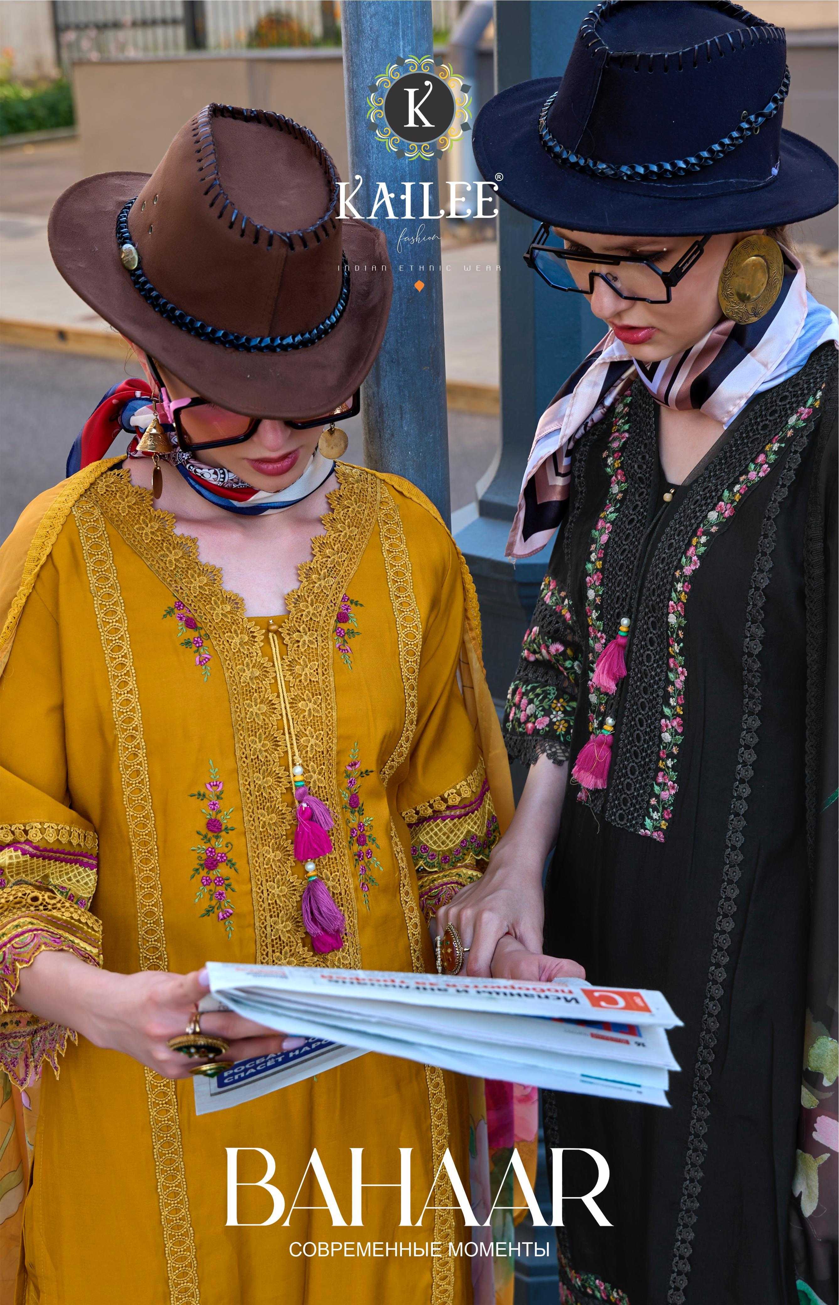 kailee fashion bahaar viscose silk thread work readymade premium salwar suit 