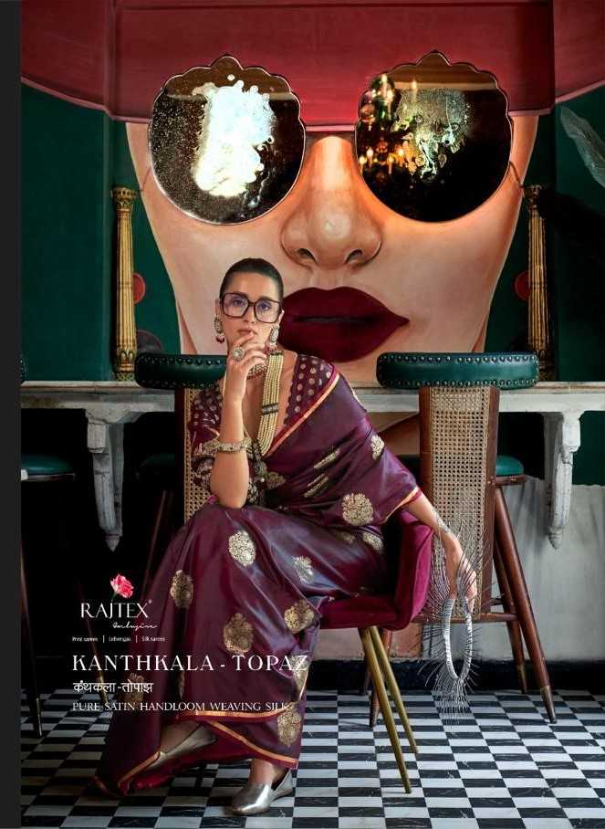kanthkala topaz by rajtex satin handloom weaving silk festive saree exports 