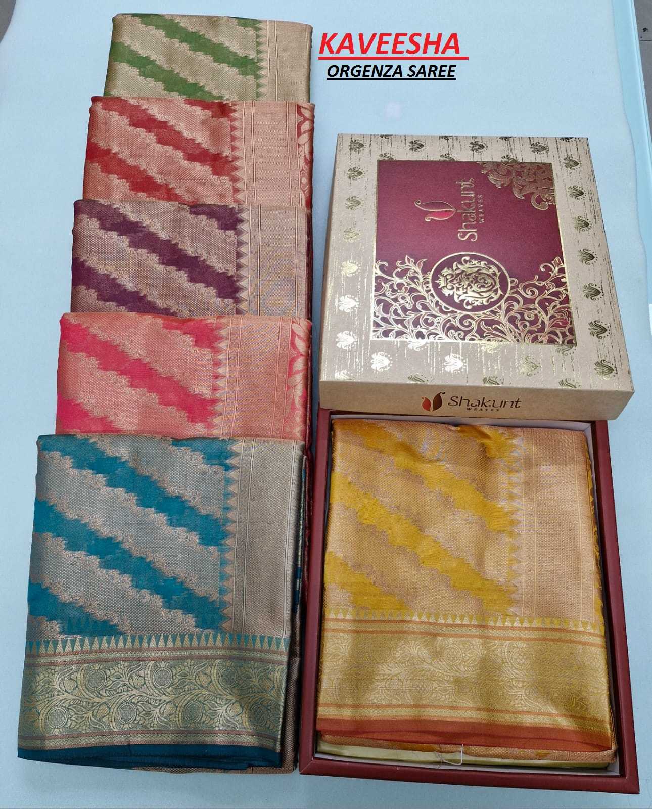 kaveesha by shakunt organza attractive colour saree