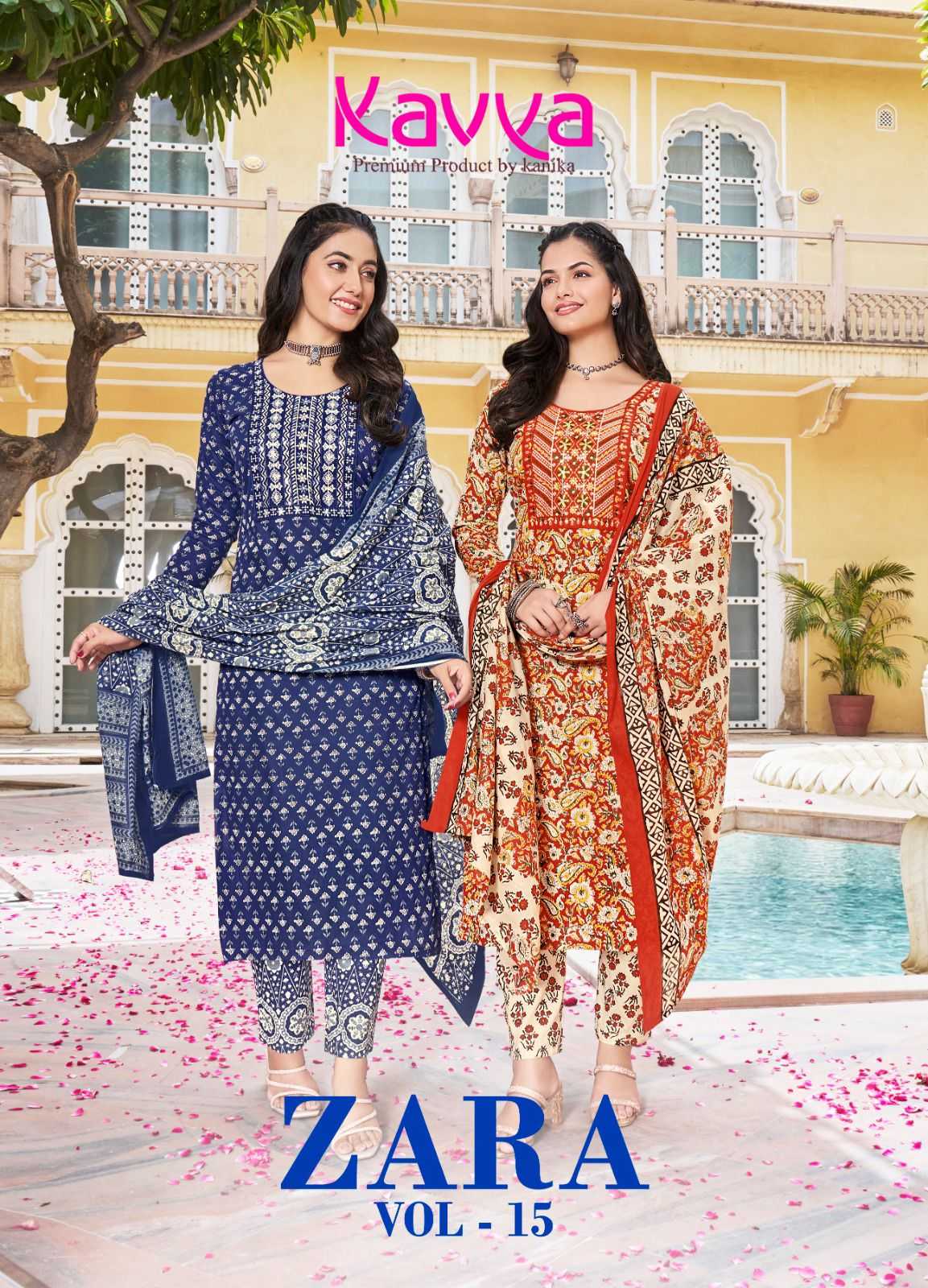 kavya zara vol 15 cotton embroidery work fully stitch festive salwar kameez 