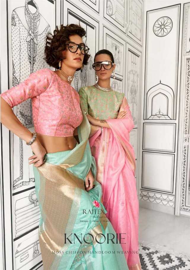 knoorie by rajtex fancy chiffon handloom weaving saree wholesaler 