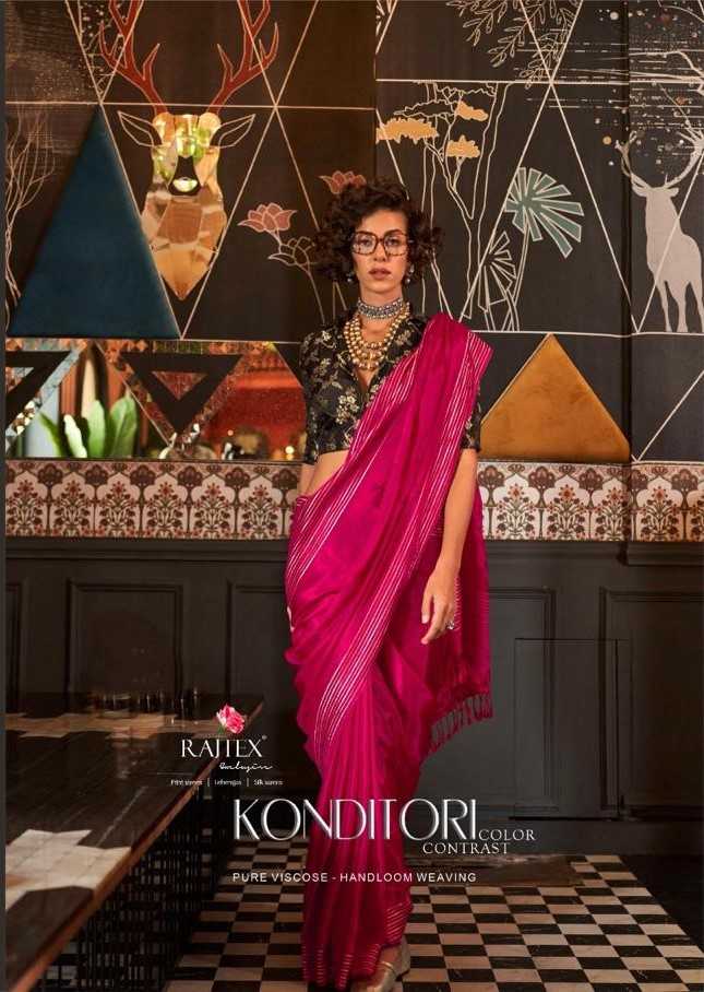 konditori by rajtex viscose attractive look handloom weaving saree 