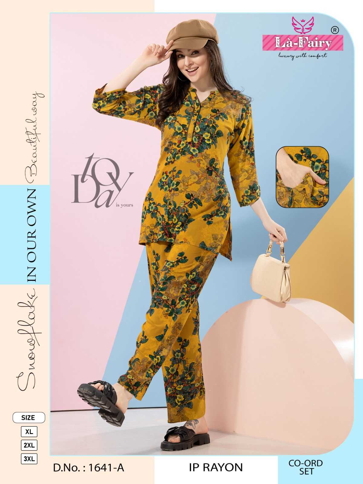 la fairy 1641 rayon print casual look readymade co-ord set exports 