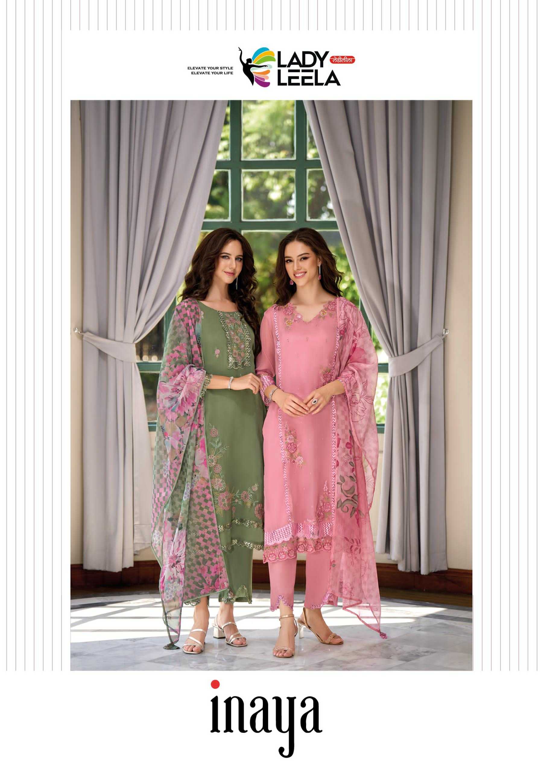 lady leela inaya organza occasion wear stylish handwork full stitch 3pcs dress