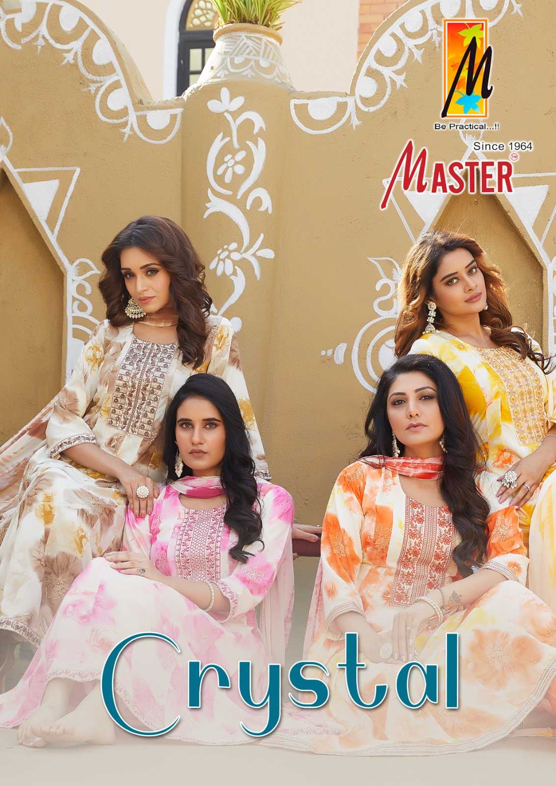 master crystal ghera rayon print readymade casual wear 3pcs dress