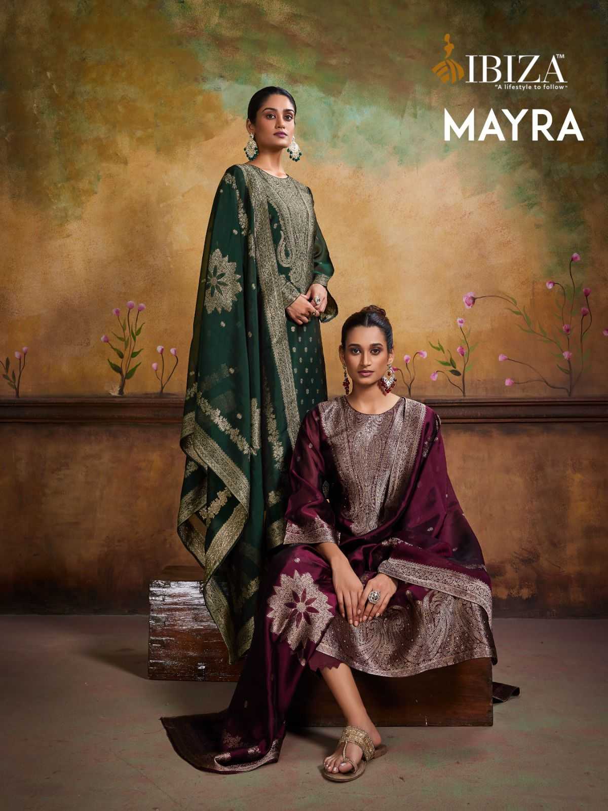 mayra by ibiza banglory silk jacquard with handwork stylish dress material 