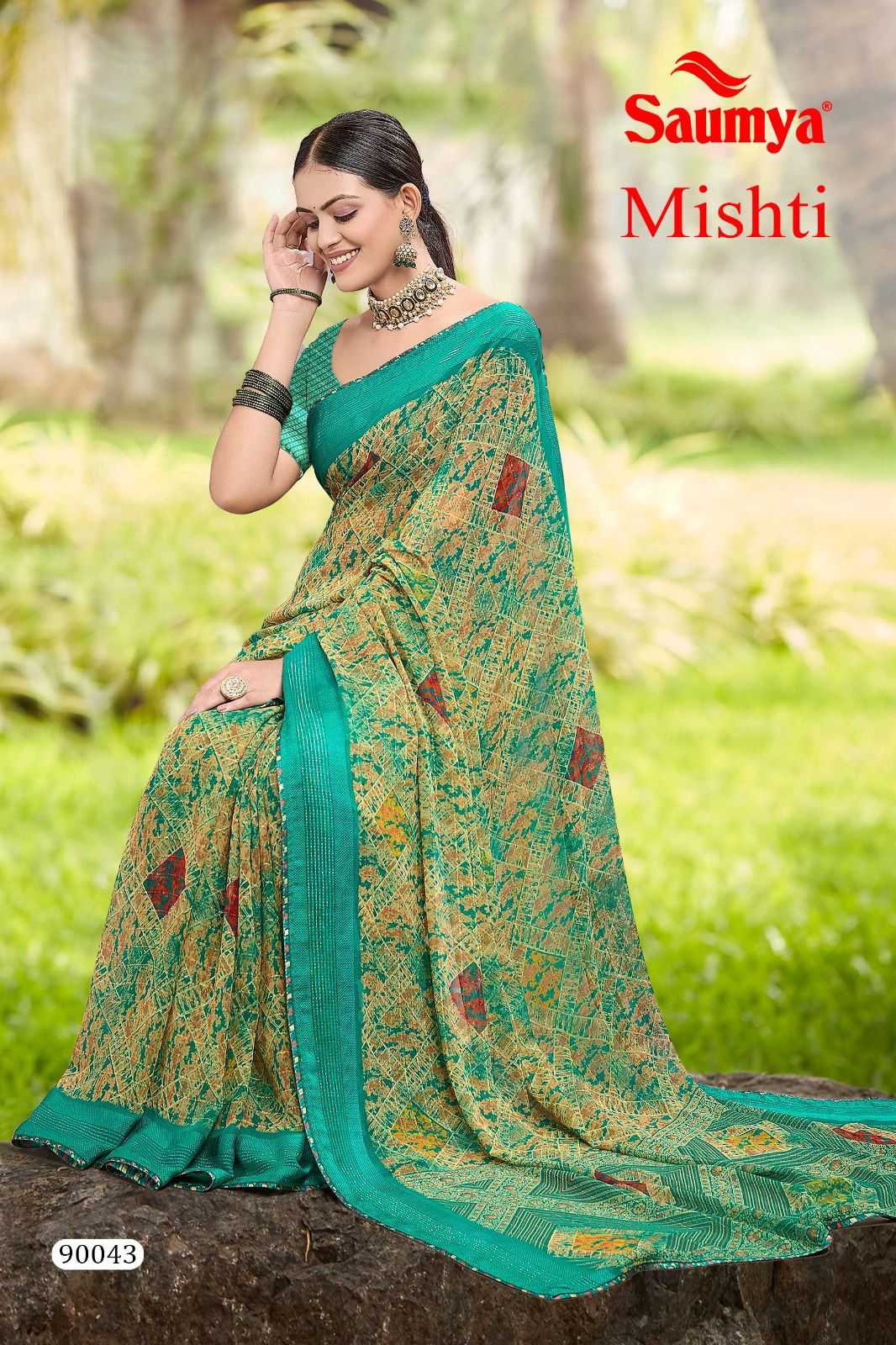 mishti by saumya digital piping daily wear stylish saree exports 
