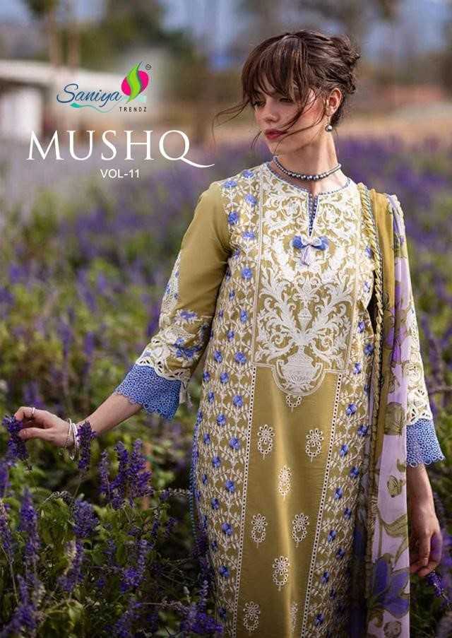 mushq vol chikankari vol 11 by saniya trendz cotton modern pakistani salwar suit 