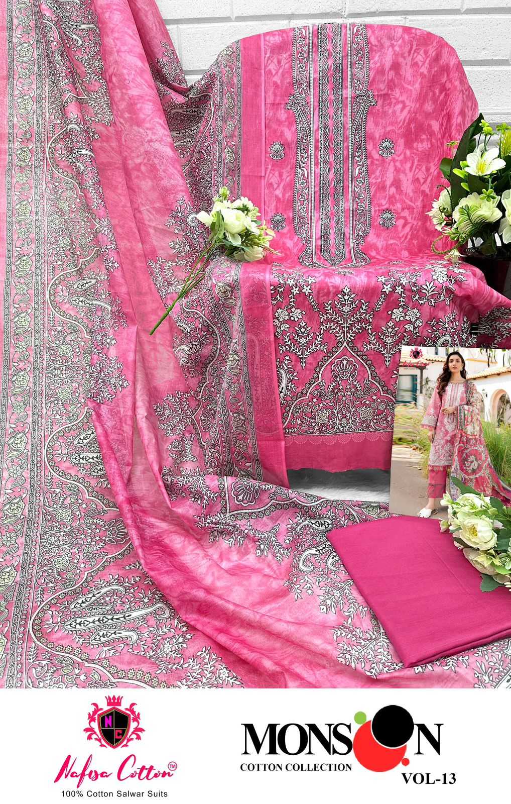 nafisa monsoon cotton collection vol 13 pakistani 3pcs dress