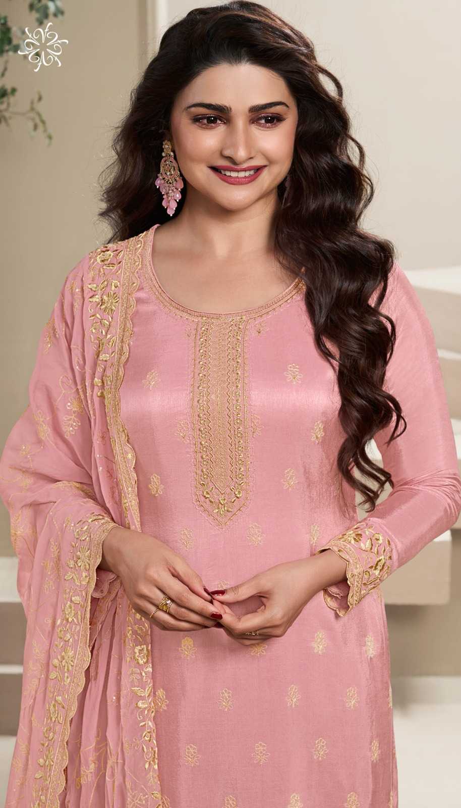 nutaan by vinay attractive design thread embroidered dola silk unstitch salwar suit 