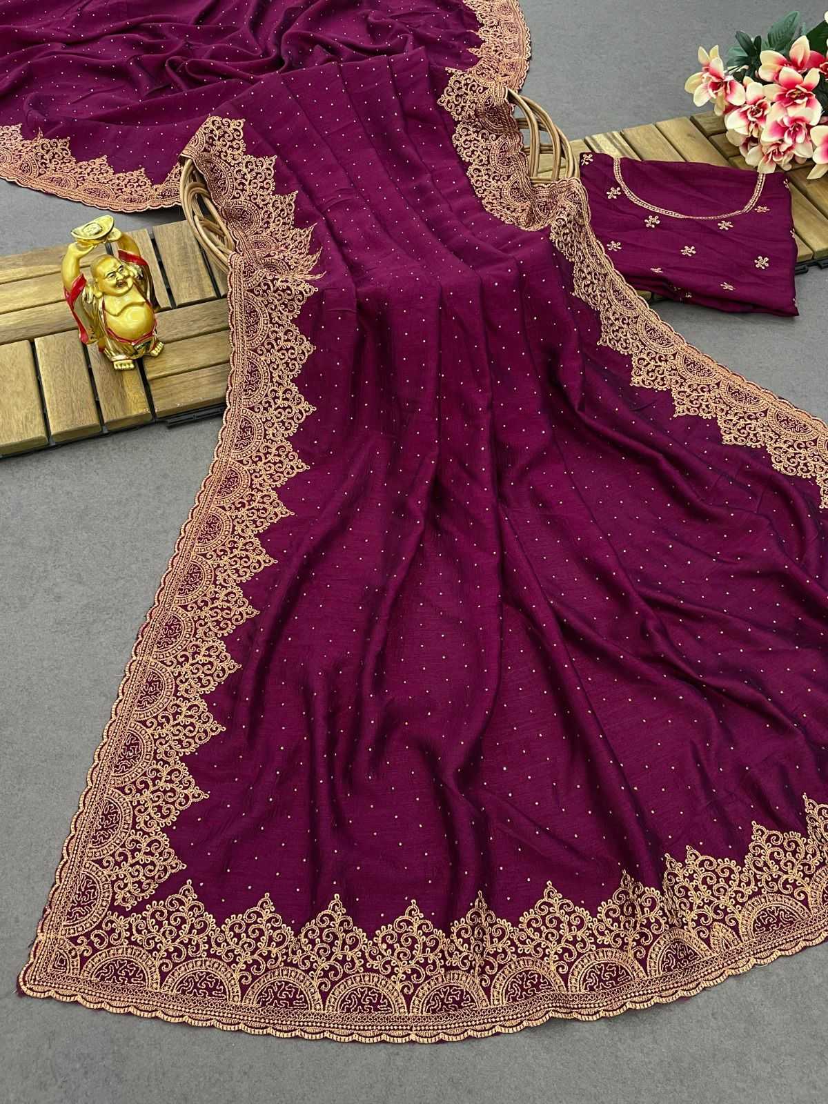 pr ds 687 blooming vichitra silk zari with stone work festive saree