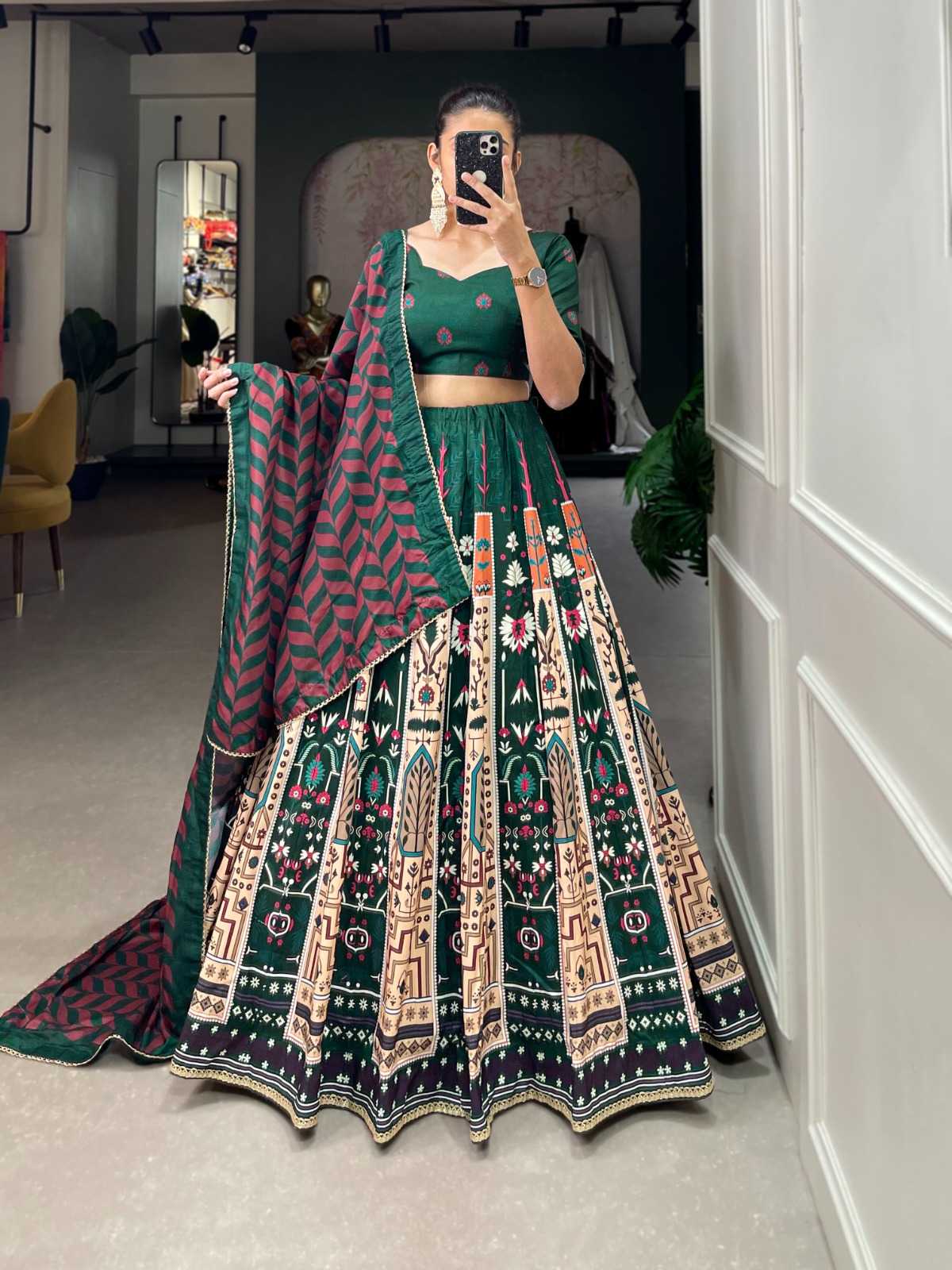 pr lnb1253 vaishali silk printed semi stitch lehenga unstitch blouse dupatta festive catalog 