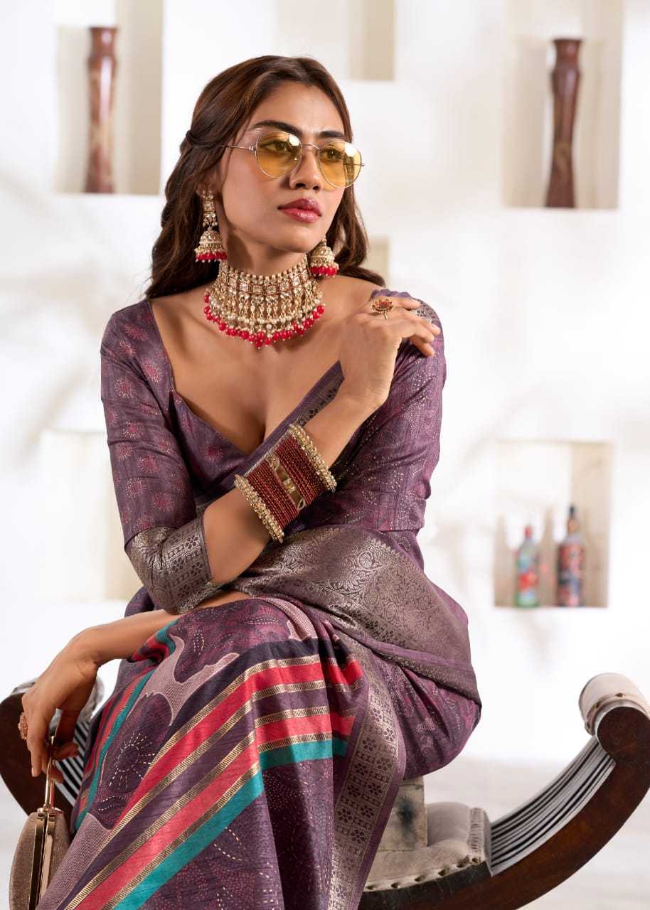 rajpath violet silk fancy dola silk new trendy saree wholesaler 