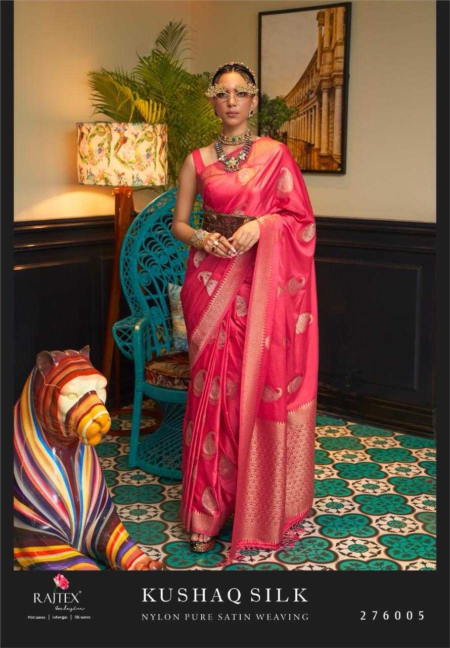 rajtex kushaq silk occasion wear nylon satin handloom weaving pattern sareee 