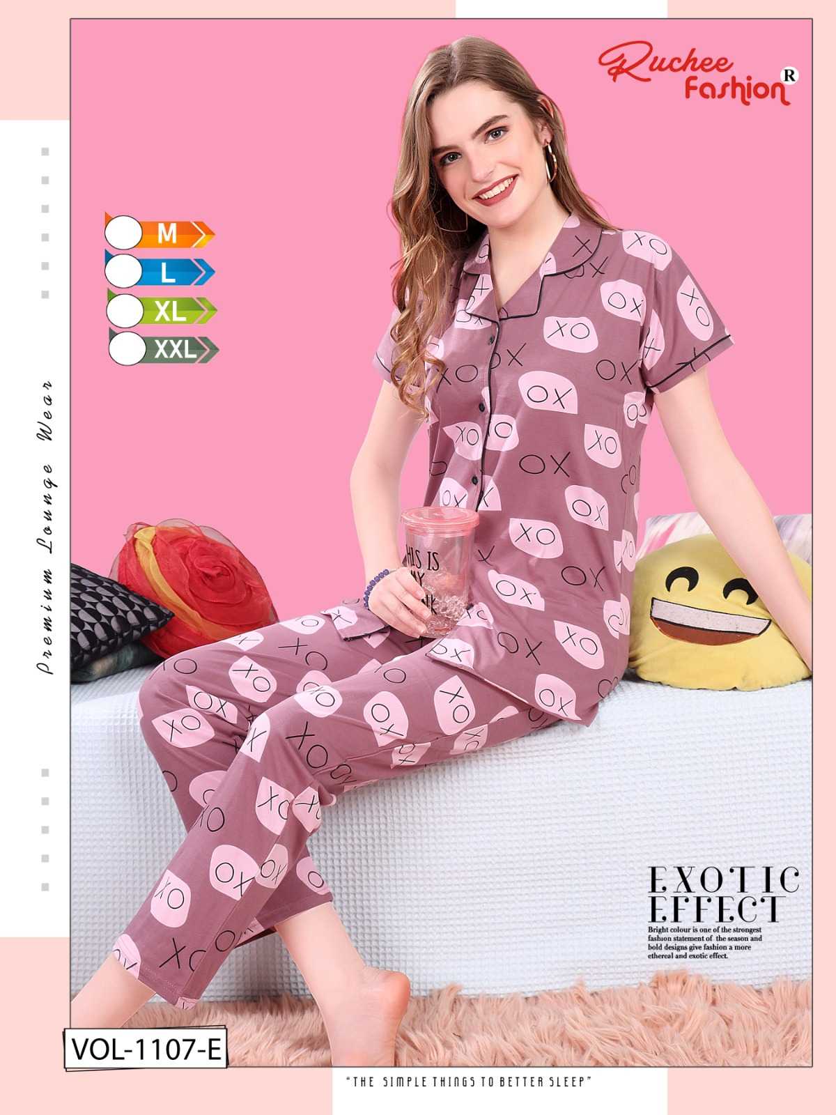 ruchee fashion trendy style shinkar hosiery full stitch night suit exports 