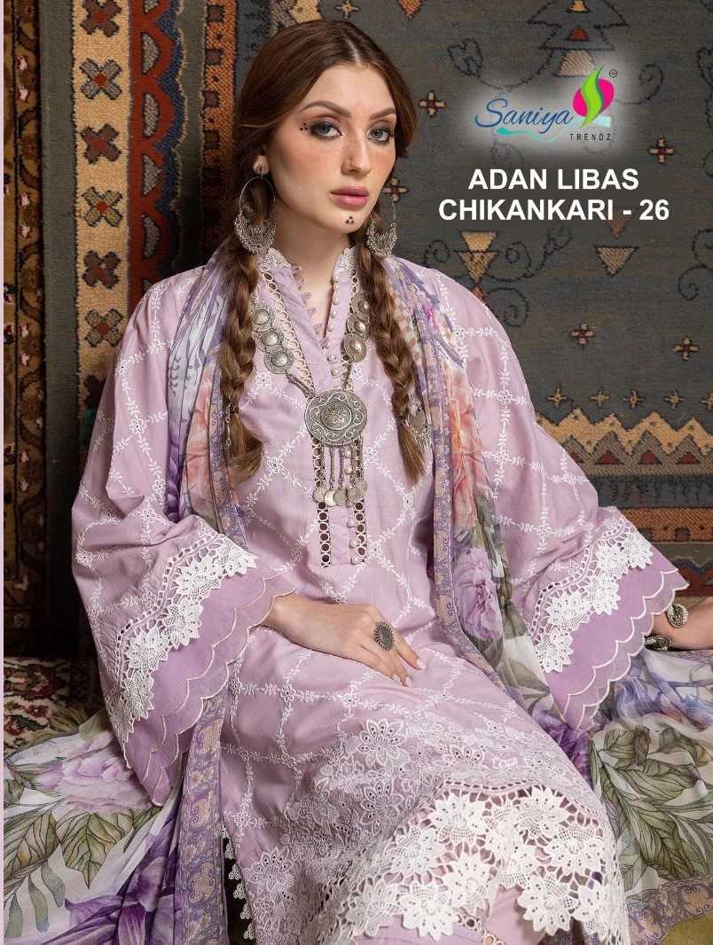 saniya trendz adan’s libas chikankari 26 cotton pakistani kurti pant dupatta 