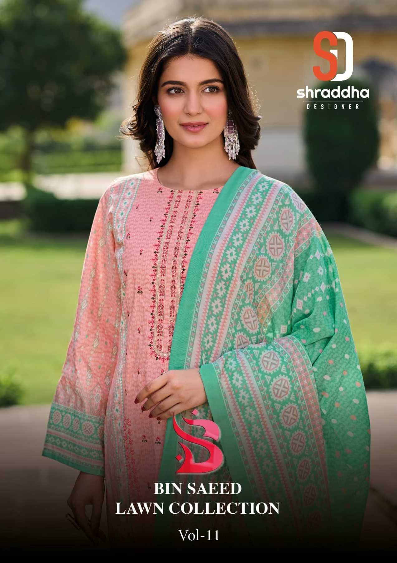 shraddha designer bin saeed vol 11 cotton function wear salwar suits