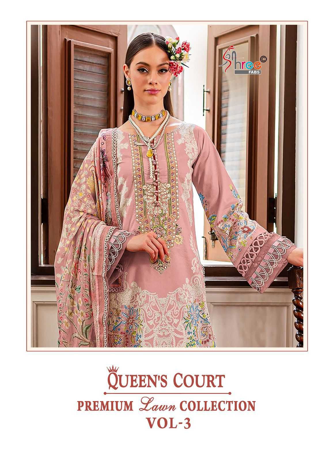 shree fabs queens court premium lawn collection vol 3 exclusive pakistani 3pcs dress