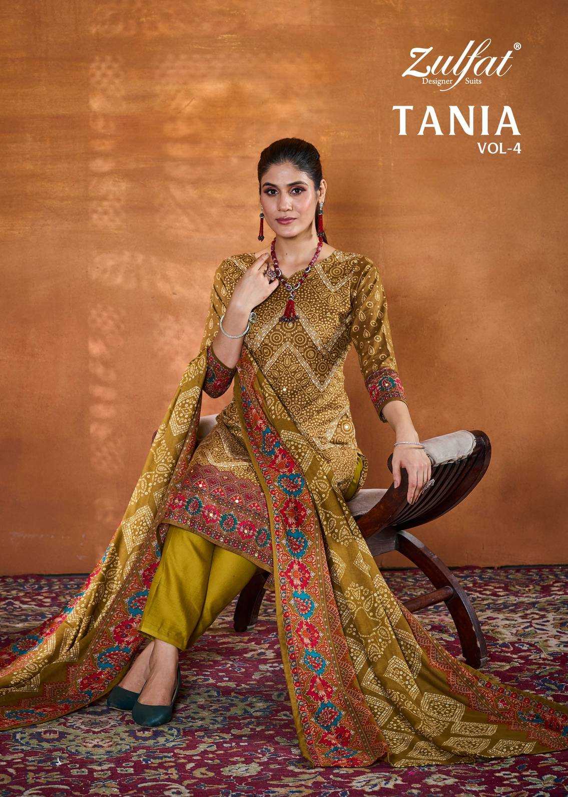 tania vol 4 by zulfat cotton exclusive designer handwork 3pcs dress